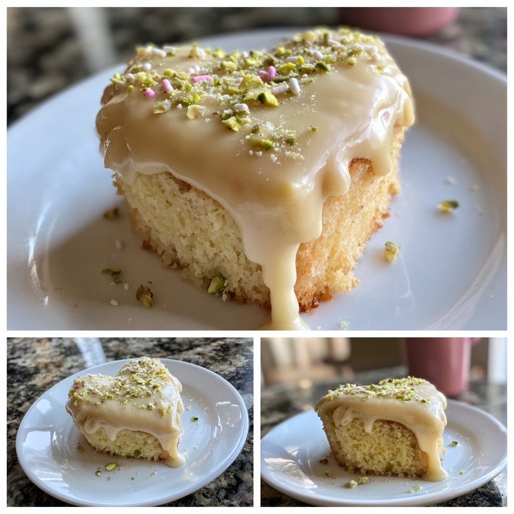 Mini Heart Cake with Pistachio Vanilla Frosting