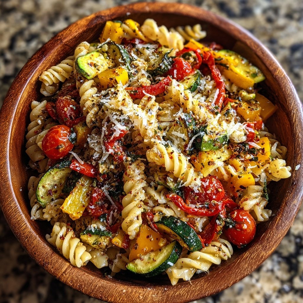 Healthy Lunch Roasted Vegetable Pasta Salad