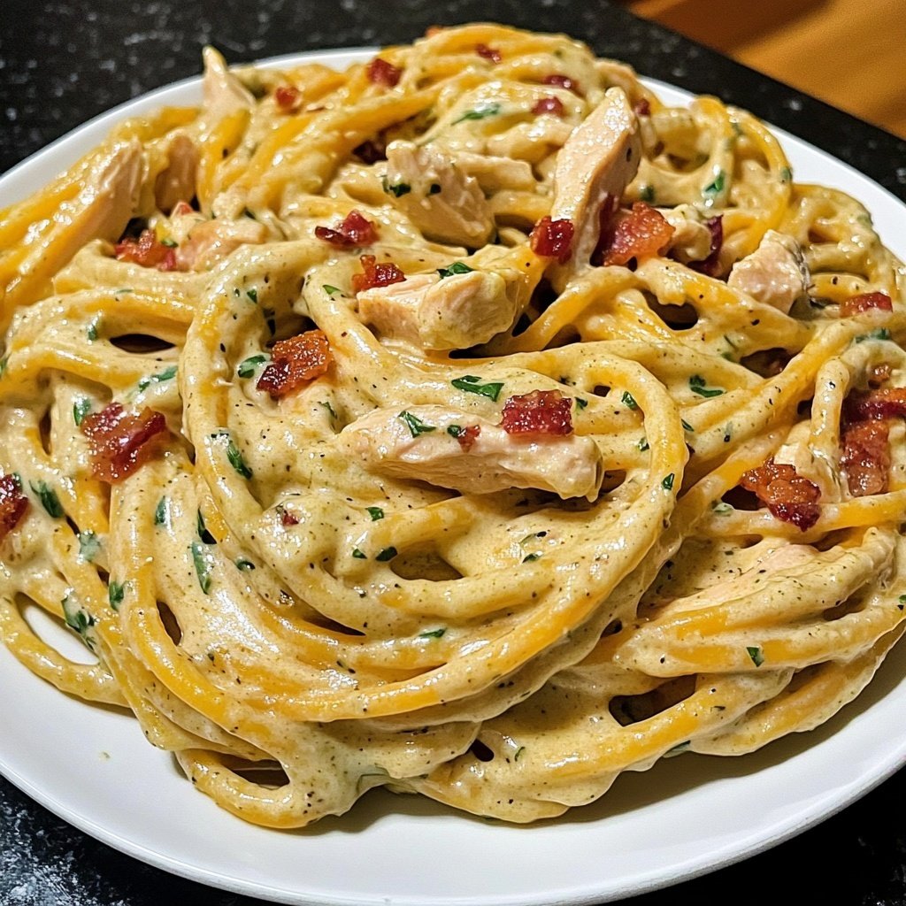 Creamy Chicken Bacon Ranch Pasta