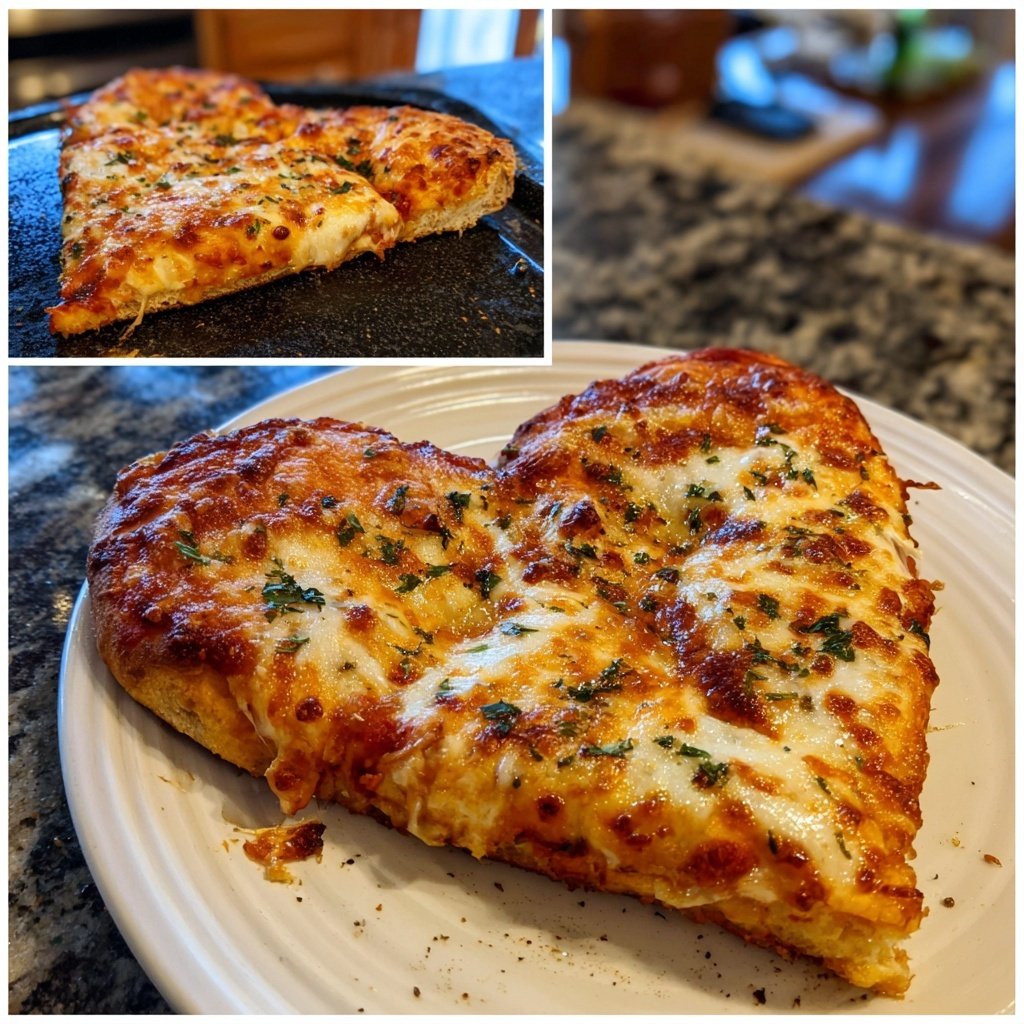 Heart-Shaped Pizza with Mozzarella