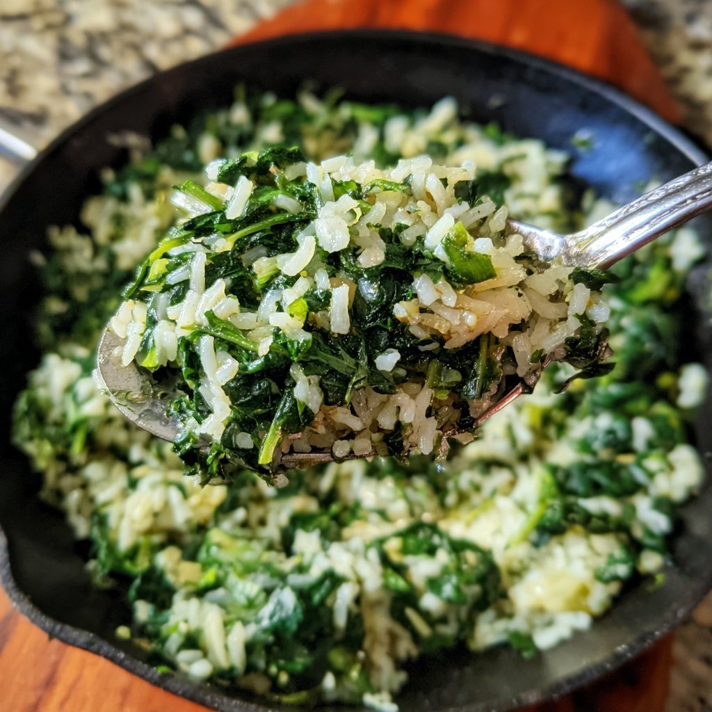 Spinach Garlic Rice Skillet